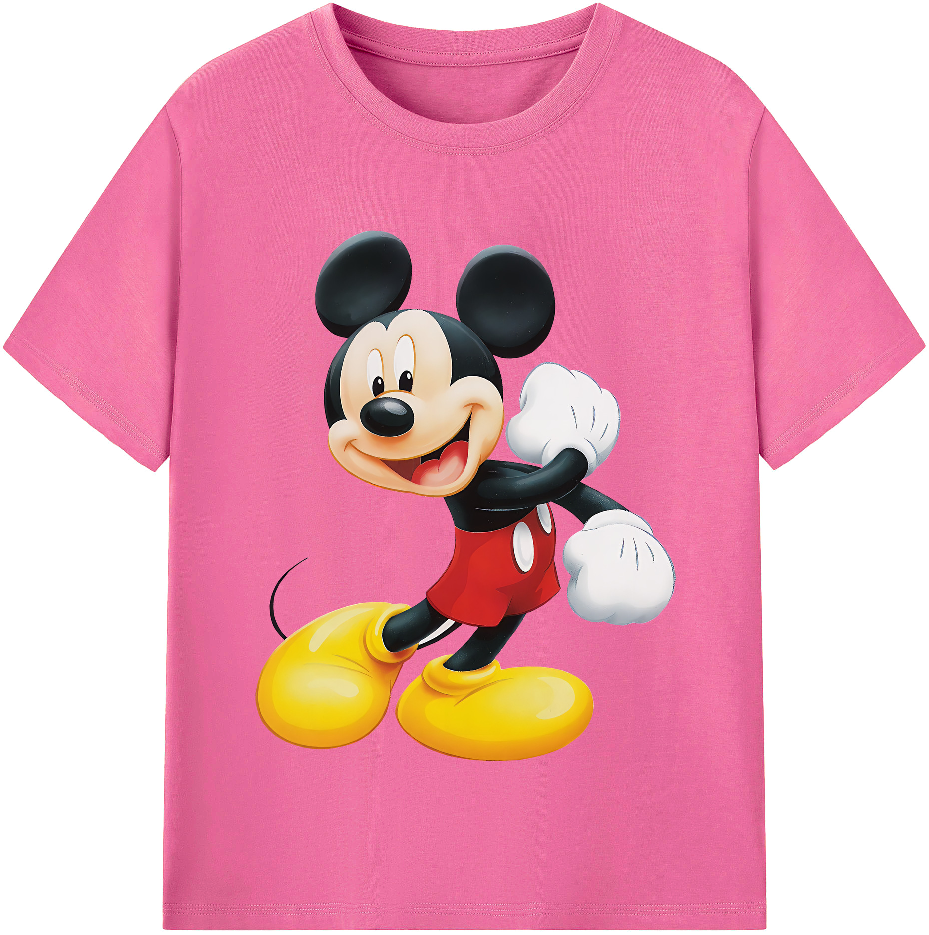 （画像用） ミッキーマウス Mickey Mouse レディースカジュアルプリントTシャツ（綿100％）